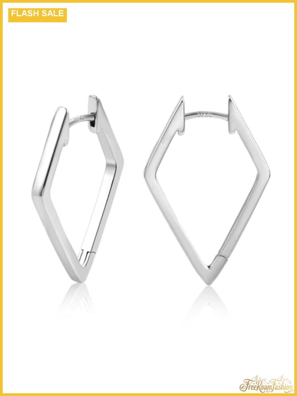 Silver Rhombus Huggie Hoop Earrings for Women Hypoallergenic